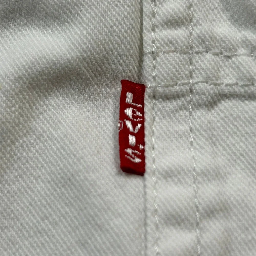 Levi's Button Up Shirt XL White Red Tab Denim Jean Long Sleeve Workwear